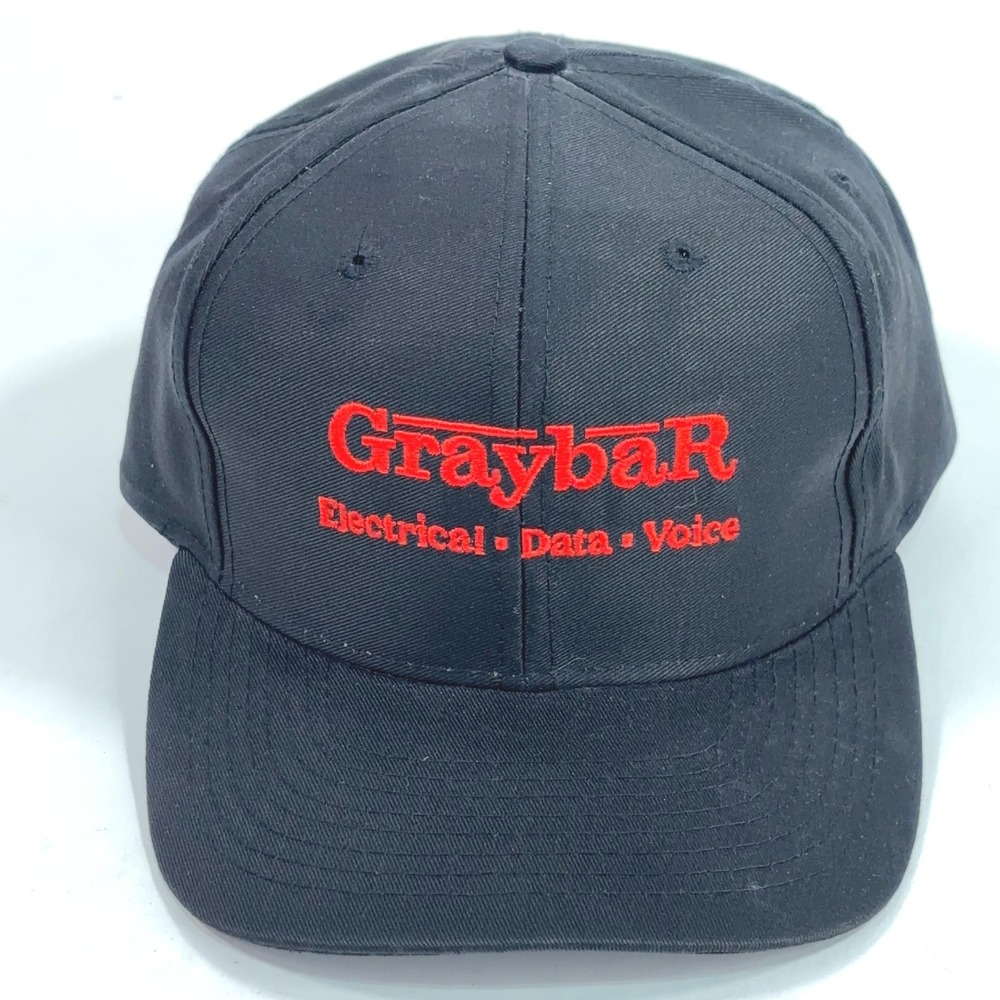 Graybar Electrical Data Voice Snapback Hat Black Red Embroidered Baseball Cap